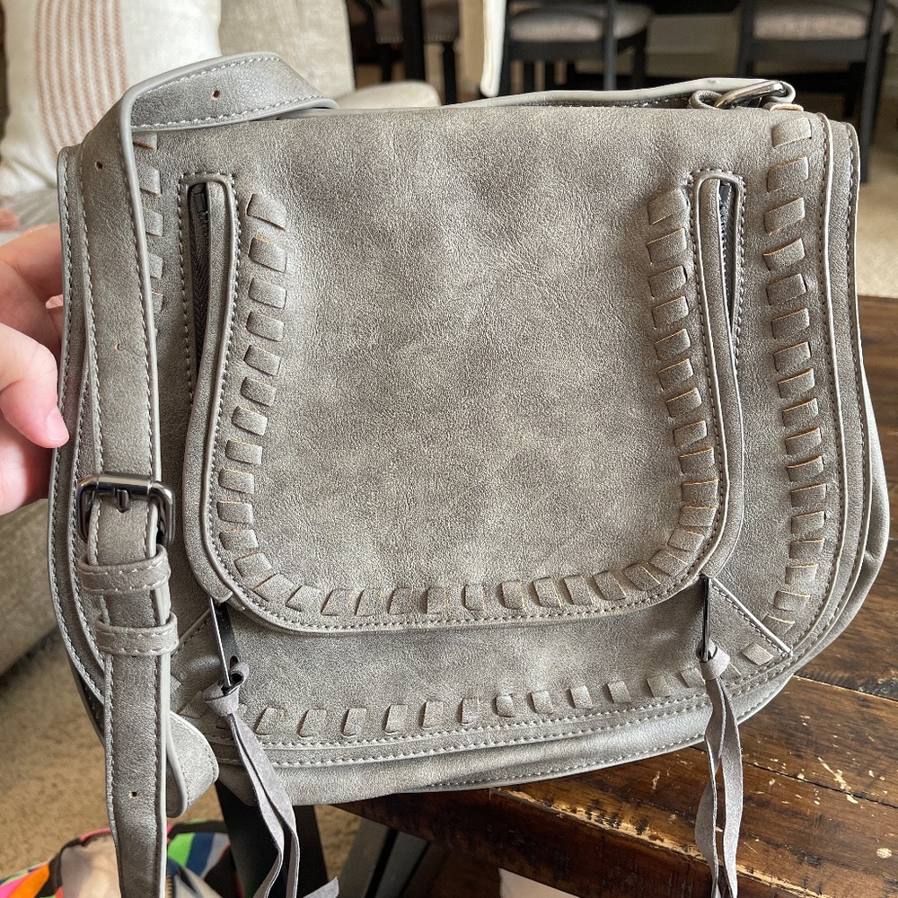 Gray distressed purse